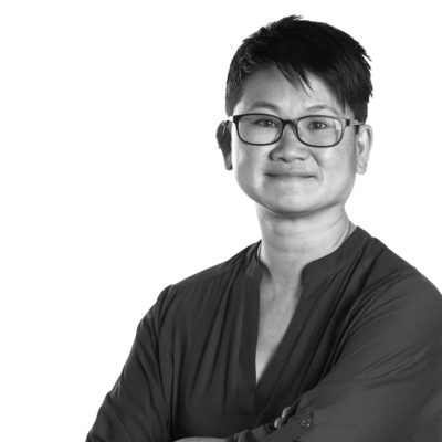 Black and white image of Senior Event Designer Ching